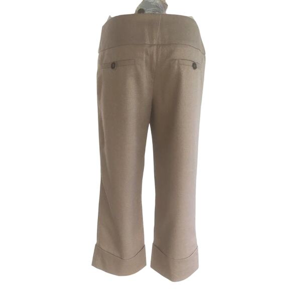 Cache Crop Gold Metallic Pant 3" Wide Waist Self Belt Stretch New $118 NWT - Picture 8 of 8